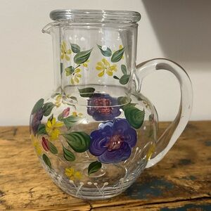 Floral Glass Tumble Up with Hand-Painted Design